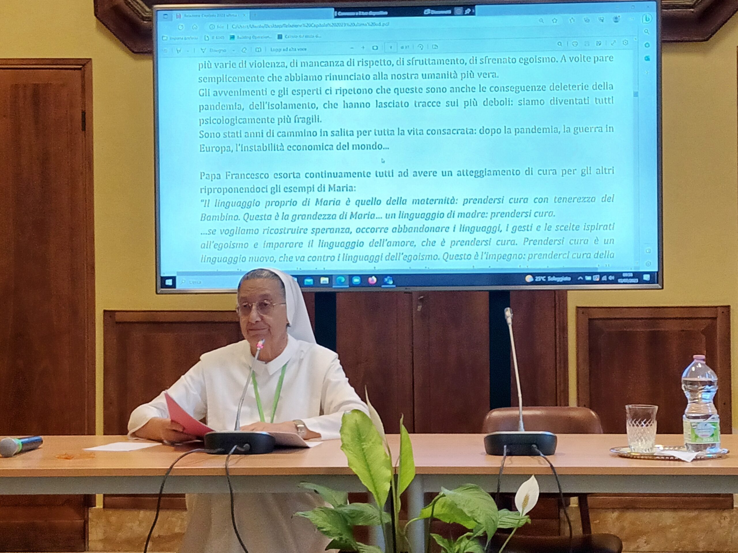 Relazione della Madre, sr. Marimena Pedone e relazione dell’Economa Generale, sr. Matilde Nuzzo